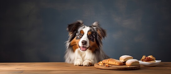 dog eating bread from table