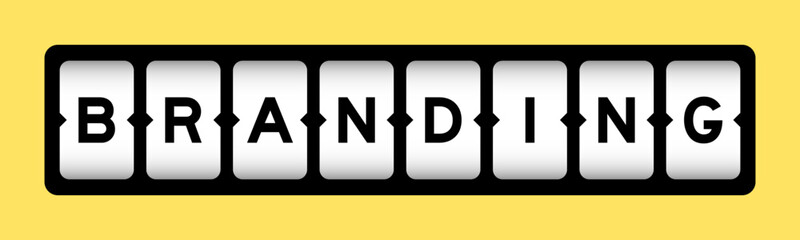 Black color in word branding on slot banner with yellow color background