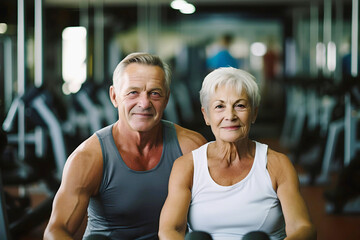 Fototapeta na wymiar Portrait of a mature couple in the gym