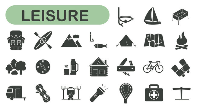 Camping vector image. Hiking outdoor active rest symbols.