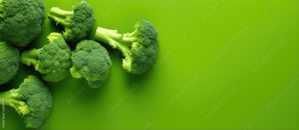 Poster Green vegetable isolated pastel background Copy space