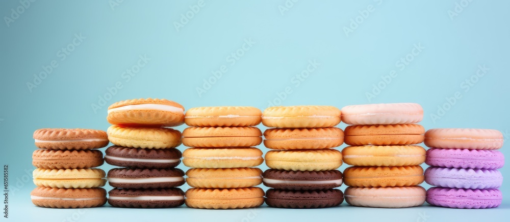 Poster isolated cookie stack isolated pastel background copy space