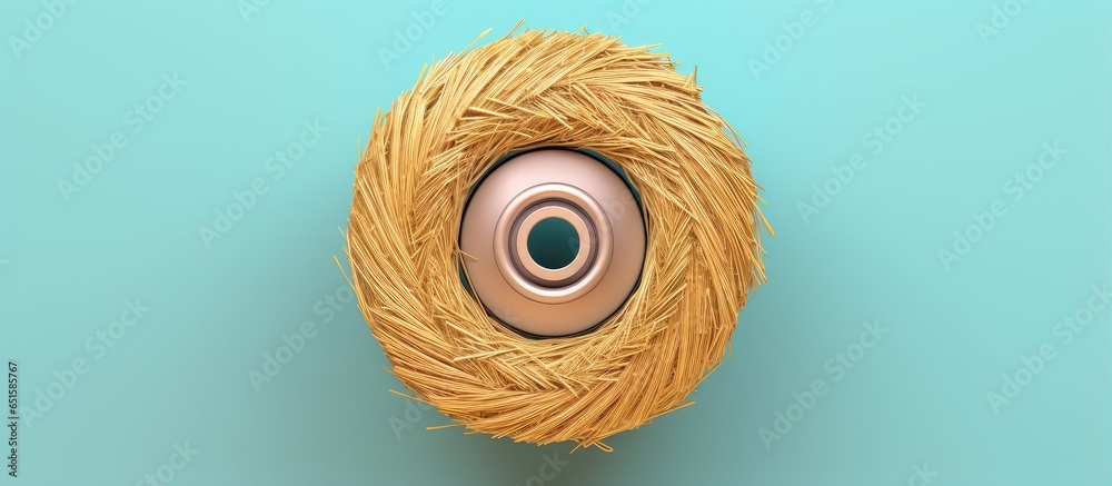 Poster Hay baler spare part with knotter disk shown from a perspective view and isolated on a isolated pastel background Copy space