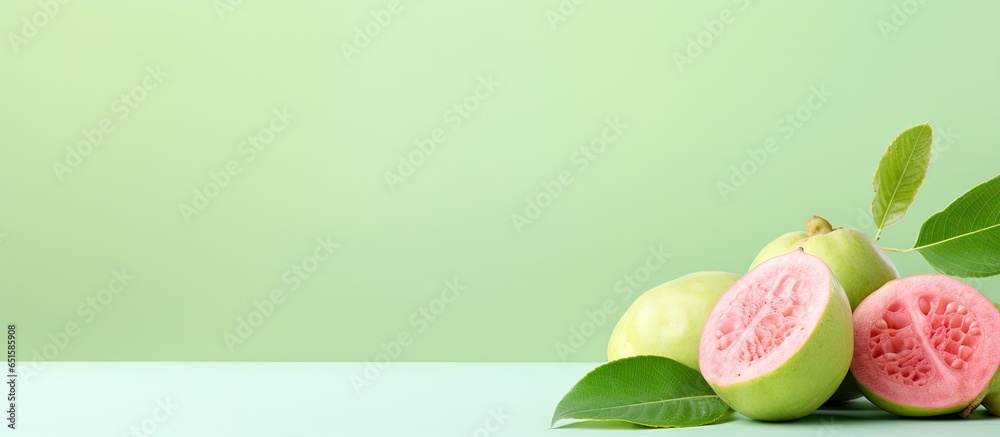 Poster Guava on a isolated pastel background Copy space full depth field