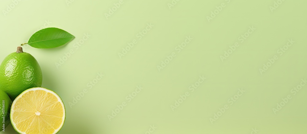 Poster Lime on a isolated pastel background Copy space with clipping path