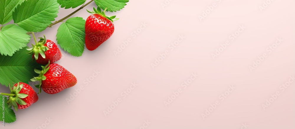 Poster isolated strawberry on a isolated pastel background copy space