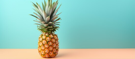 half of a pineapple isolated pastel background Copy space