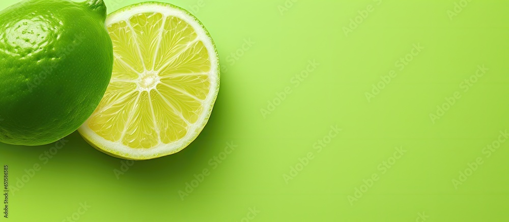 Poster Lime on a isolated pastel background Copy space with clipping path