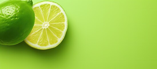 Lime on a isolated pastel background Copy space with clipping path