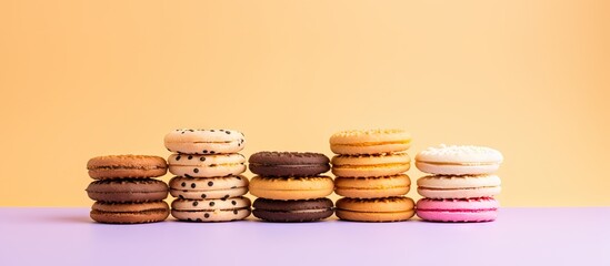 Isolated cookie stack isolated pastel background Copy space