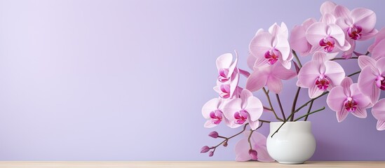 Gorgeous vanda orchid against a isolated pastel background Copy space