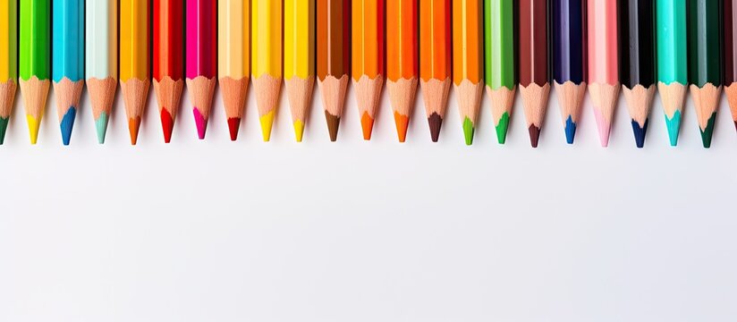 Multicolored pencils on a isolated pastel background Copy space