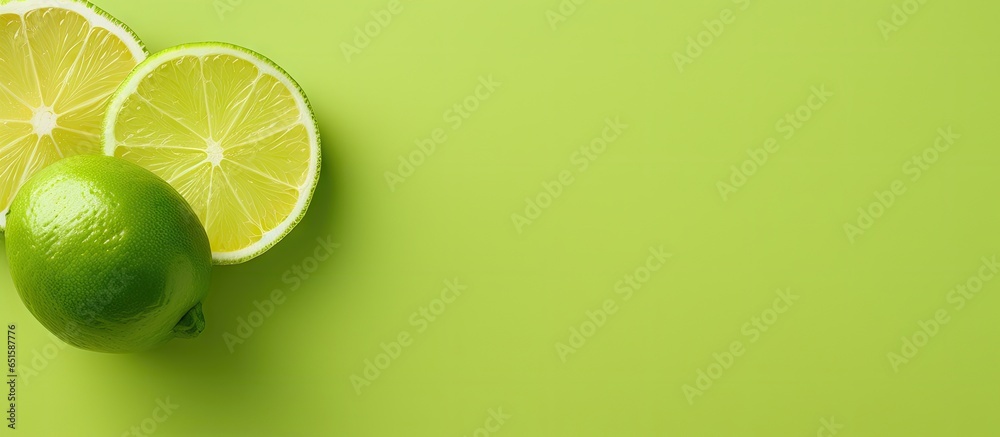 Poster Lime on a isolated pastel background Copy space with clipping path