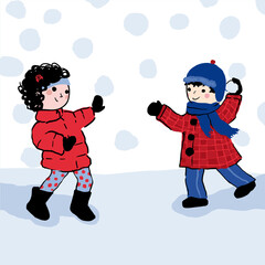 Dzieci rzucające śnieżki © Magorzata