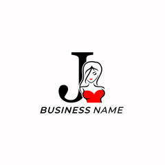 design logo combine letter J and lady beauty