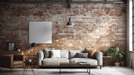 Scandinavian Industrial Fusion This room combines Scandinavian simplicity with industrial elements There's a gray leather sofa, a metal-framed coffee table, and exposed brick walls