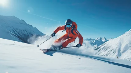 Photo sur Aluminium Bleu Jeans Skier, alpine sports
