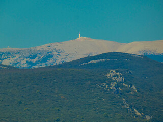 Magnificent and mythical mountain of Mont Ventoux in the Vaucluse in Provence in France - obrazy, fototapety, plakaty