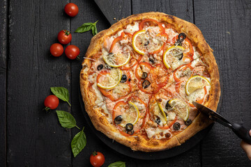 delicious pizza in the restaurant