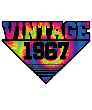 Vintage 1967 Tie Dye Splash Color Triangle Birthday