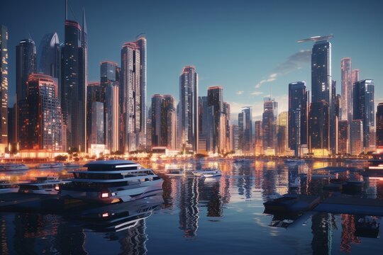 country marina at night, Generative AI