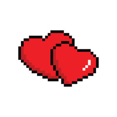 pixel heart icon. Vector pixel art black heart 8 bit logo for game