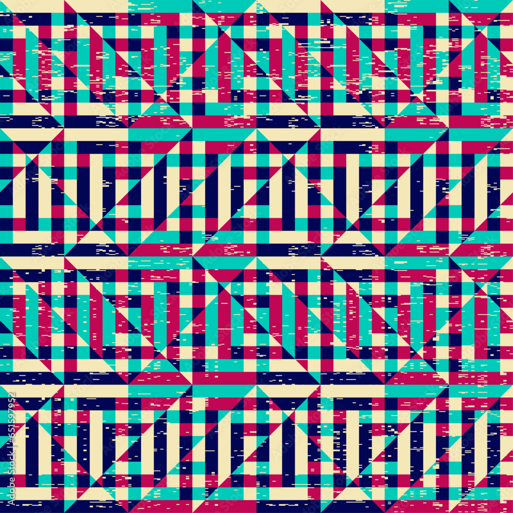 Aufkleber Geometric abstract pattern. Geometric vintage risograph style. Vector image.