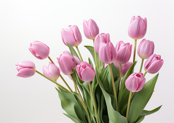 Fototapeta premium pink tulips isolated on white