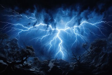 blue lightning on sky night blue lightning on sky night lightning, storm, electricity, thunder, sky, bolt, 
