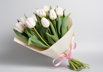 hand-bouquet of white tulips