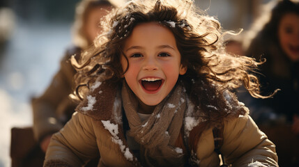 Fototapeta premium Christmas children's playful charm winter background, a celebration of the December wallpaper