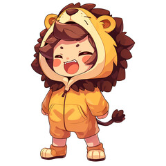 Chibi Boy Wearing a Lion Hoodie