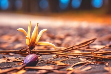 Natural vanilla flower, in the soil of a crop. - obrazy, fototapety, plakaty