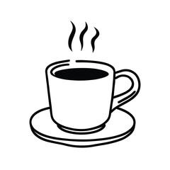 Hand-drawn coffee cup vector. Black line coffee icons, cafe logos,  Cups of Coffee tea collection. Hot drink icon. 