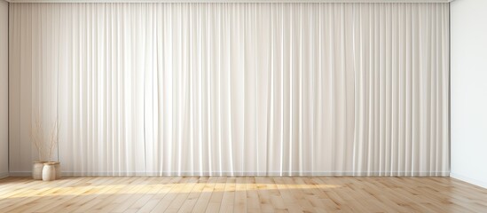 Modern curtain blind with a background of white wood