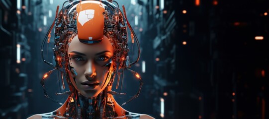 portrait of a woman 3D Illustration of AI Technology character, generative ai - obrazy, fototapety, plakaty