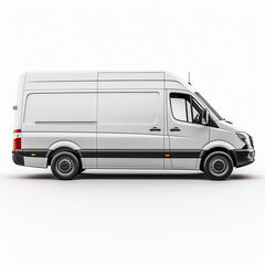 Delivery van side view isolated on a white background. Side view of a modern cargo short-base minibus. Made with generative ai