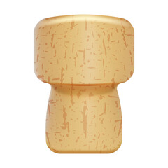 Champagne cork made of cork wood with texture isolated on a white background. Vector illustration