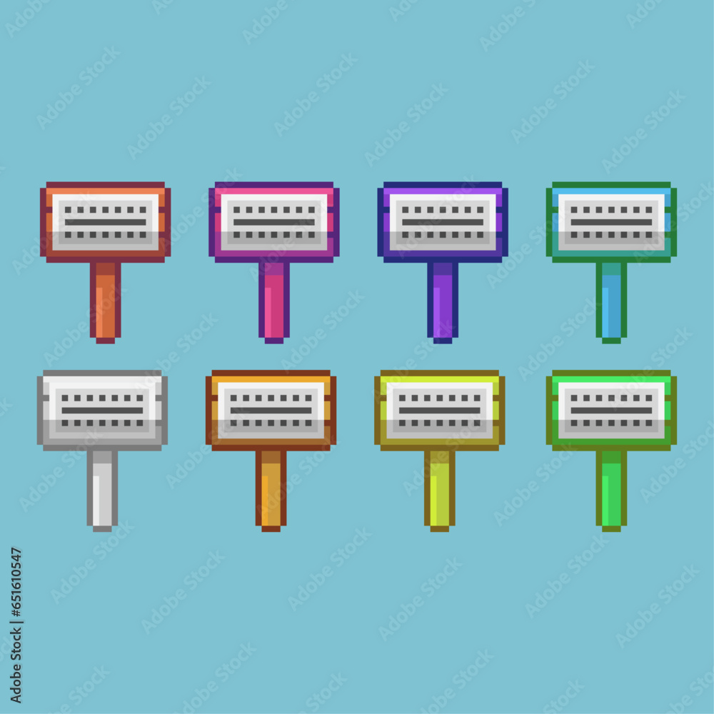 Fototapete pixel art sets of sign wood with variation color item asset simple bits of sign on pixelated style 8
