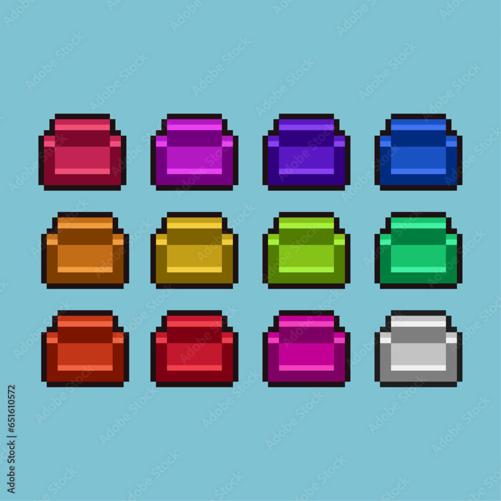 Poster pixel art sets of interior decoration sofa with variation color item asset simple bits of home chair