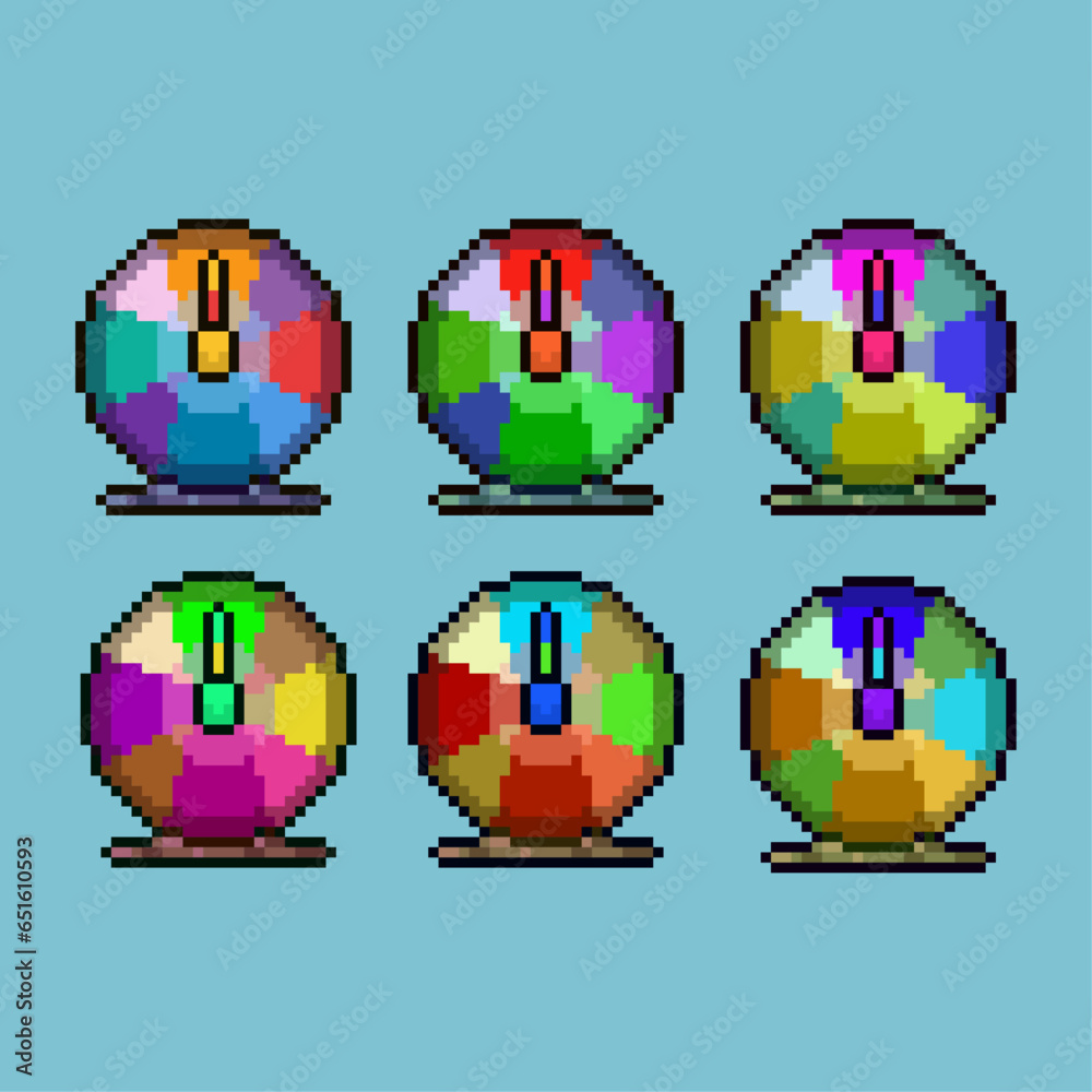 Fototapete pixel art sets of roulette spin with variation color item asset simple bits of spin roulette on pixe