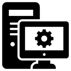 Computer technology icon symbol vector image. Illustration of the dekstop monitor display design image