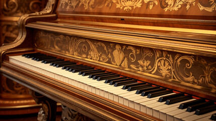 Fototapeta na wymiar Classical instrument musical old piano keyboard