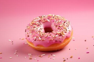 pink donut isolated on pink background