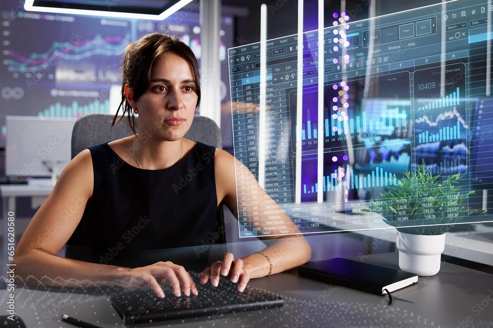 Poster Analyst Working With Spreadsheet Business Data