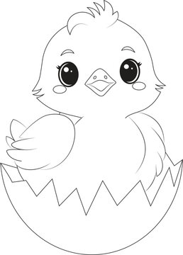 recommend clip art: Coloring page a baby chick hatching from its egg