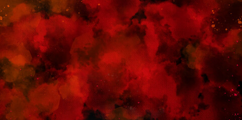 Red wall grunge texture hand painted watercolor horror texture background. red splatter and black watercolor background abstract texture with color splash design.