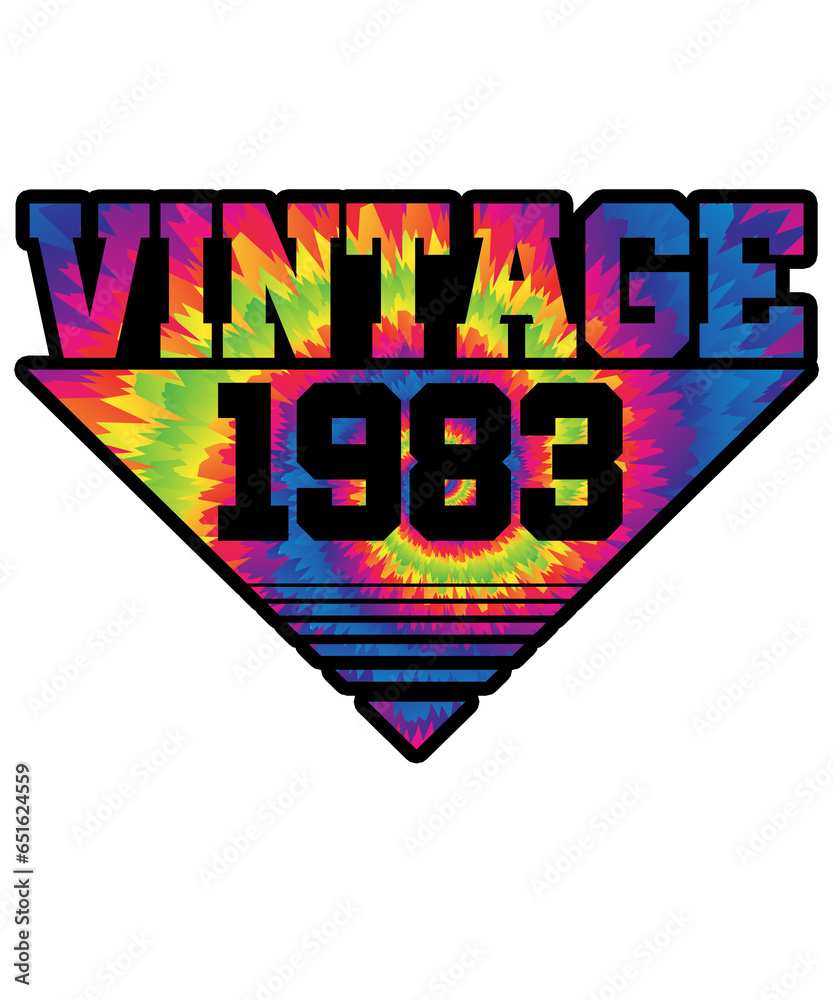 Wall mural Vintage 1983 Tie Dye Splash Color Triangle Birthday