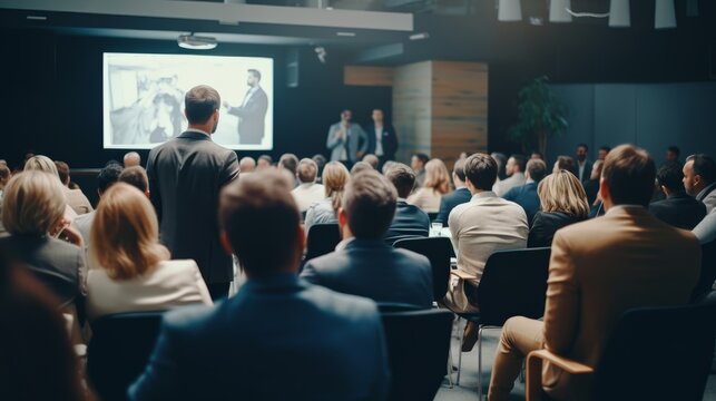 Speaker giving a talk in conference hall at business event