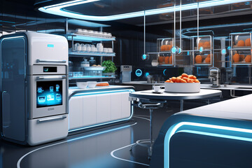 concept of futuristic kitchen, modern kitchen in style